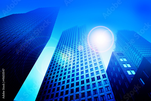 Photo: Business skyscraper buildings in blue tone Business skyscraper buildings in blue tone