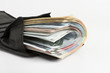 many banknotes in wallet