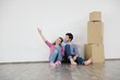 Young couple moving in new house