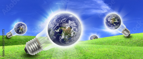 Illustration: Bulb energy farm produce electric power to the world Bulb energy farm produce electric power to the world