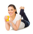 Young woman with orange juice