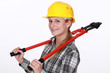 Woman with boltcutters