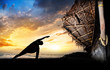 Yoga silhouette on the beach