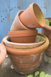 Clay flower pots, gardening