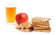 Red apple, juice and cracker