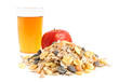 Apple, juice and muesli