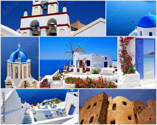 Photo: Collage of Santorini island, Greece travel images Collage of Santorini island, Greece travel images