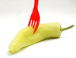 green pepper and red fork