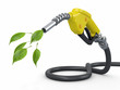Green conservation. Gas pump nozzle and leaf Green conservation. Gas pump nozzle and leaf
