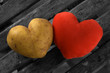 Perfect potato heart with a red heart symbol