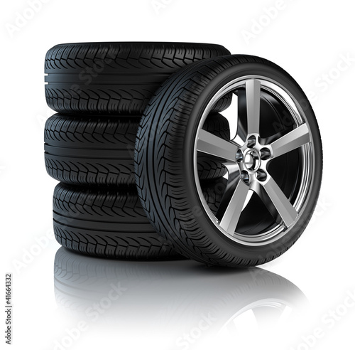 Illustration: Stack of Car wheels Stack of Car wheels