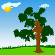 tree with green leave vector illustration