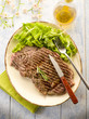 grilled t-bone with green salad