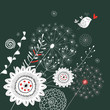 floral background with a bird
