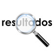 Icono lupa 3d con texto resultados