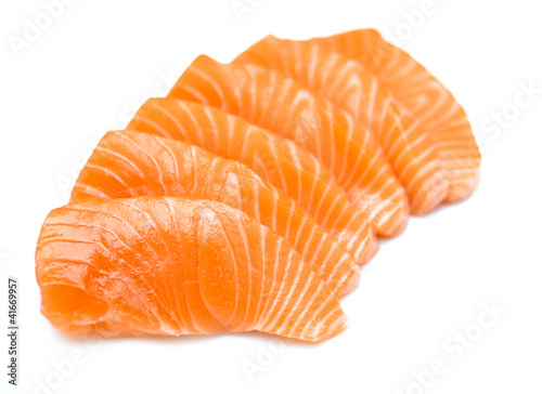 Photo: Isolated raw sliced salmon Isolated raw sliced salmon