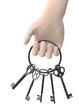 3d render of hand with old keys 3d render of hand with old keys
