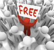Free Sign Man Holding Giveaway Banner in Crowd