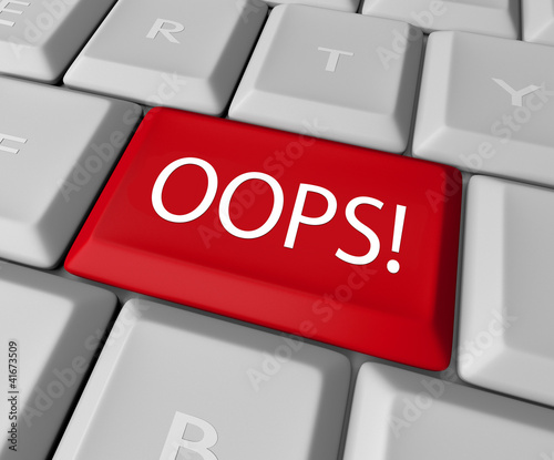 Illustration: Oops Mistake Correction Key on Computer Keyboard Oops Mistake Correction Key on Computer Keyboard