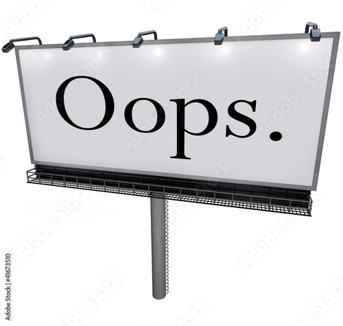 Illustration: Oops Word on Billboard Public Mistake Embarrassment Oops Word on Billboard Public Mistake Embarrassment