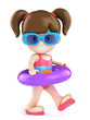 3d render of a kid with inflatable ring