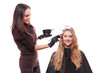 young stylist and blonde woman