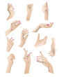 Set of 12 beautiful woman hands gestures. Set of 12 beautiful woman hands gestures.