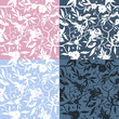 Set of four decorative floral seamless patterns. Set of four decorative floral seamless patterns.