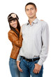 Happy smiling young couple isolated on white background