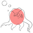 Vector pink octopus is isolated on a white background
