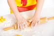 Beautiful hand boys making a cake