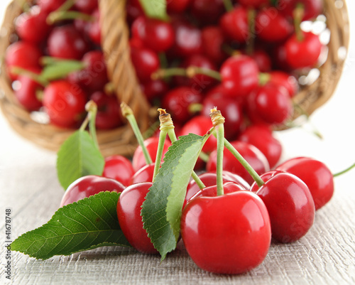 Photo: heap of cherries and leaf heap of cherries and leaf