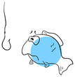 Vector blue fish is isolated on a white background
