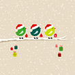 3 Birds On Tree With Gifts Holding Christmas Symbols