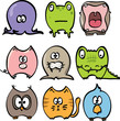 A collection of funny cartoon animals. Vector illustration.