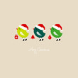 3 Flying Birds Holding Christmas Symbols