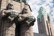 Photo: Twins and clock tower in the Helsinki Railway station. Finland. Twins and clock tower in the Helsinki Railway station. Finland.
