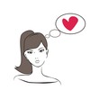 Beautiful girl thinking about love - vector glamour illustration