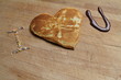 I love you written with pancake and chocolate