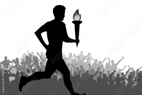 Vektor: Läufer mit olympischer Flamme Läufer mit olympischer Flamme