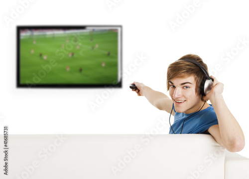 Photo: Watching football on TV Watching football on TV