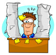 worker overwhelmed by lots of paperwork and tasks