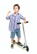 Naughty hairy little boy in shorts and shirt with scooter Naughty hairy little boy in shorts and shirt with scooter