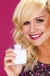 Woman drinking milk.