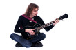 Foto: Portrait of a man with guitar enjoy the music Portrait of a man with guitar enjoy the music