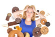 Foto: Diet Scare Woman on White with Snack Food Diet Scare Woman on White with Snack Food