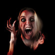 Scary Vampire Halloween Girl on Black