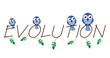 Evolution twig text isolated on white background