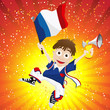 France Sport Fan with Flag and Horn France Sport Fan with Flag and Horn