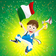 Italy Sport Fan with Flag and Horn Italy Sport Fan with Flag and Horn